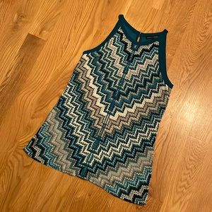White House Black Market TEAL Chevron Knit Halter TOP NWOT Size S
